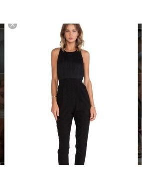 Women's Alice + Olivia Black Pleated Halter Jumpsuit Size 4